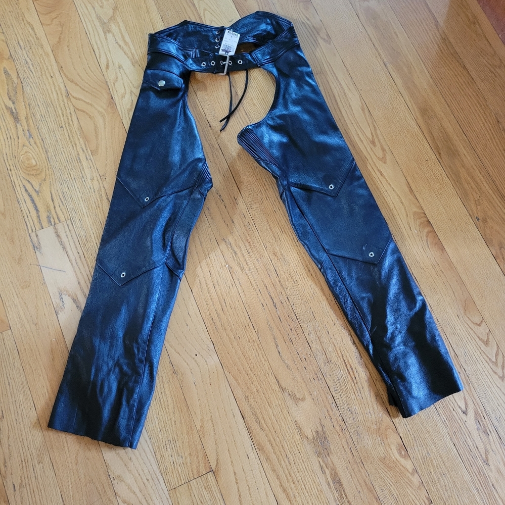 Wilsons Leather Black Leather Moto Riding  Dom Sub Chaps Size M NWT